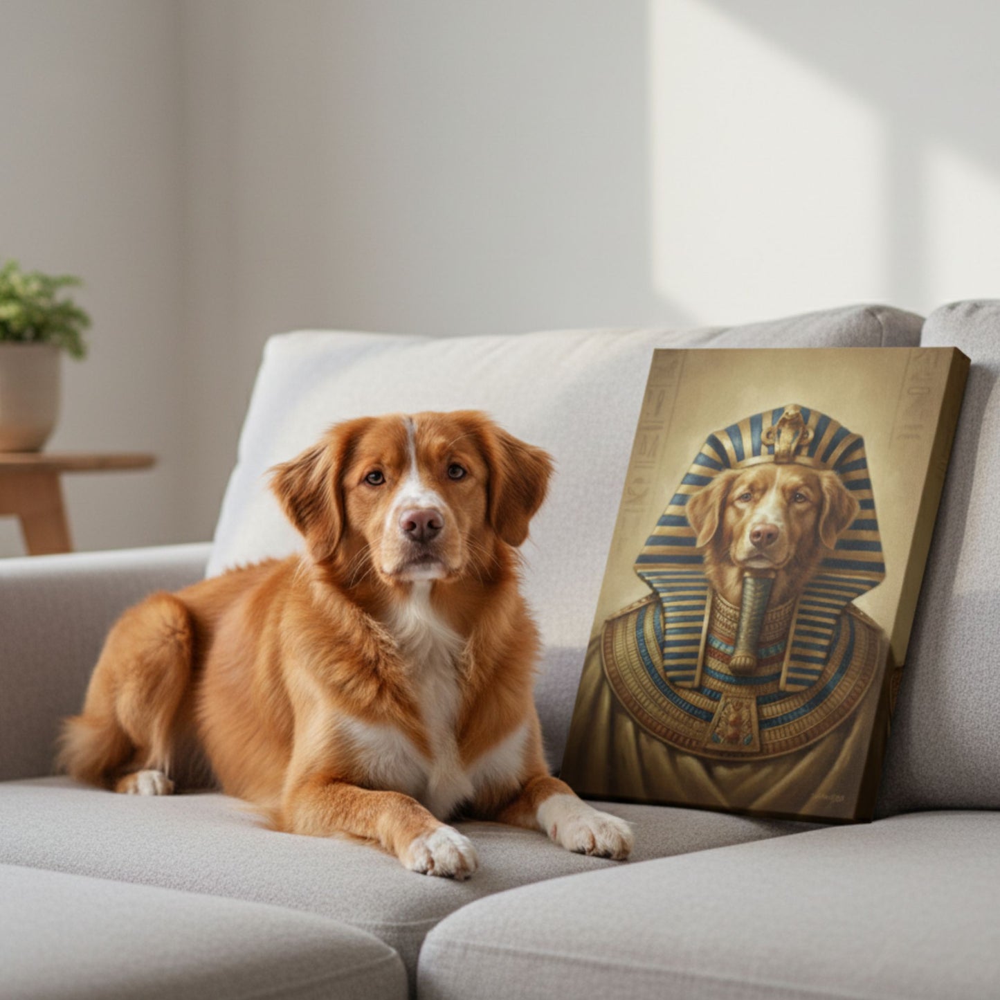 Personalized Dog Pharaoh Portrait, Custom Pet Canvas