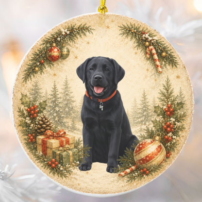 Custom Dog Photo Ornament, Personalized Name and Year, Double Sided Christmas Ornament