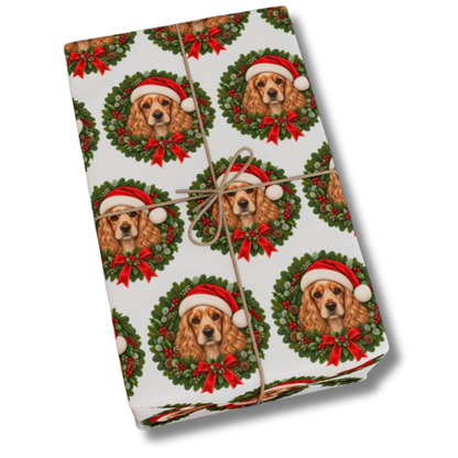 Cocker Spaniel Christmas Wrapping Paper, Holiday Gift Wrap for Cocker Spaniel Lovers, Dog Moms