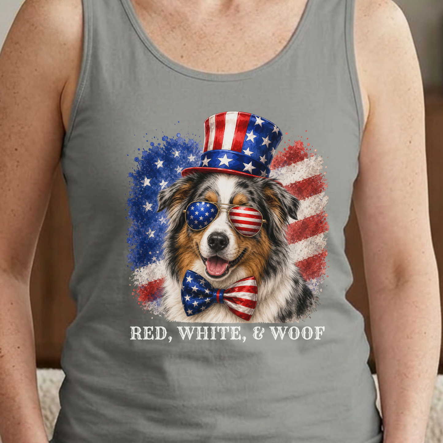 Patriotic Australian Shepherd Tank Top
