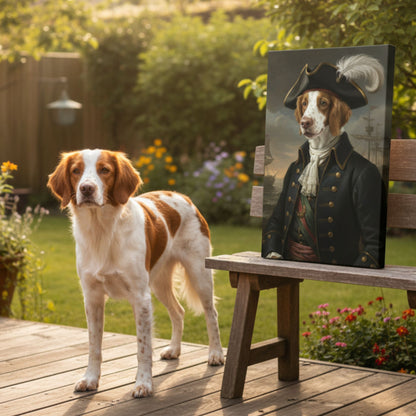 Custom Pet Pirate Portrait, Personalized Renaissance Dog or Cat Canvas