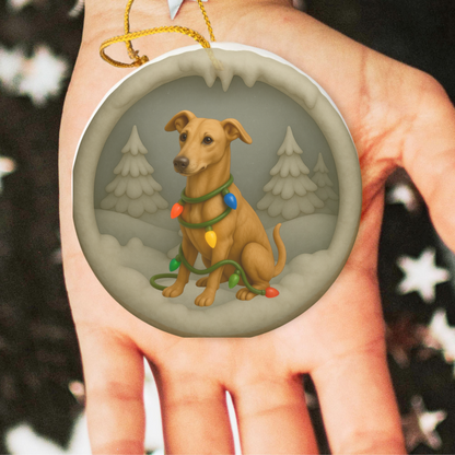 Personalized Greyhound Christmas Ornament, 3D Clay-Style Dog Keepsake with Lights