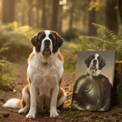 Custom Pet Lady Knight Portrait, Personalized Renaissance Dog or Cat Armor Canvas