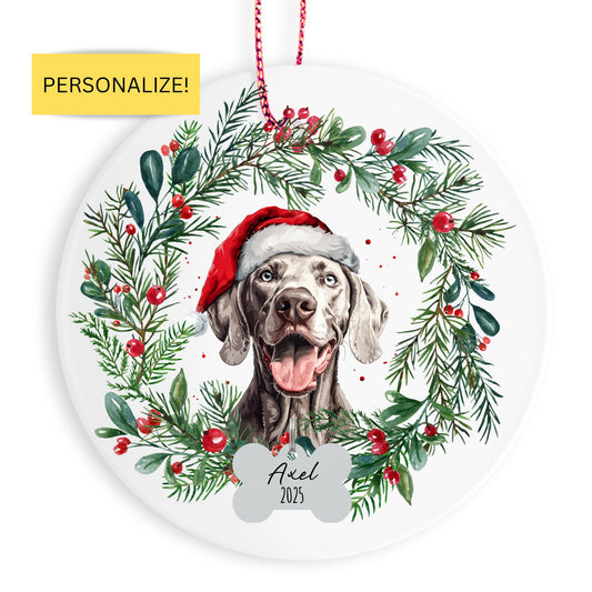 Personalized Weimaraner Christmas Ornament