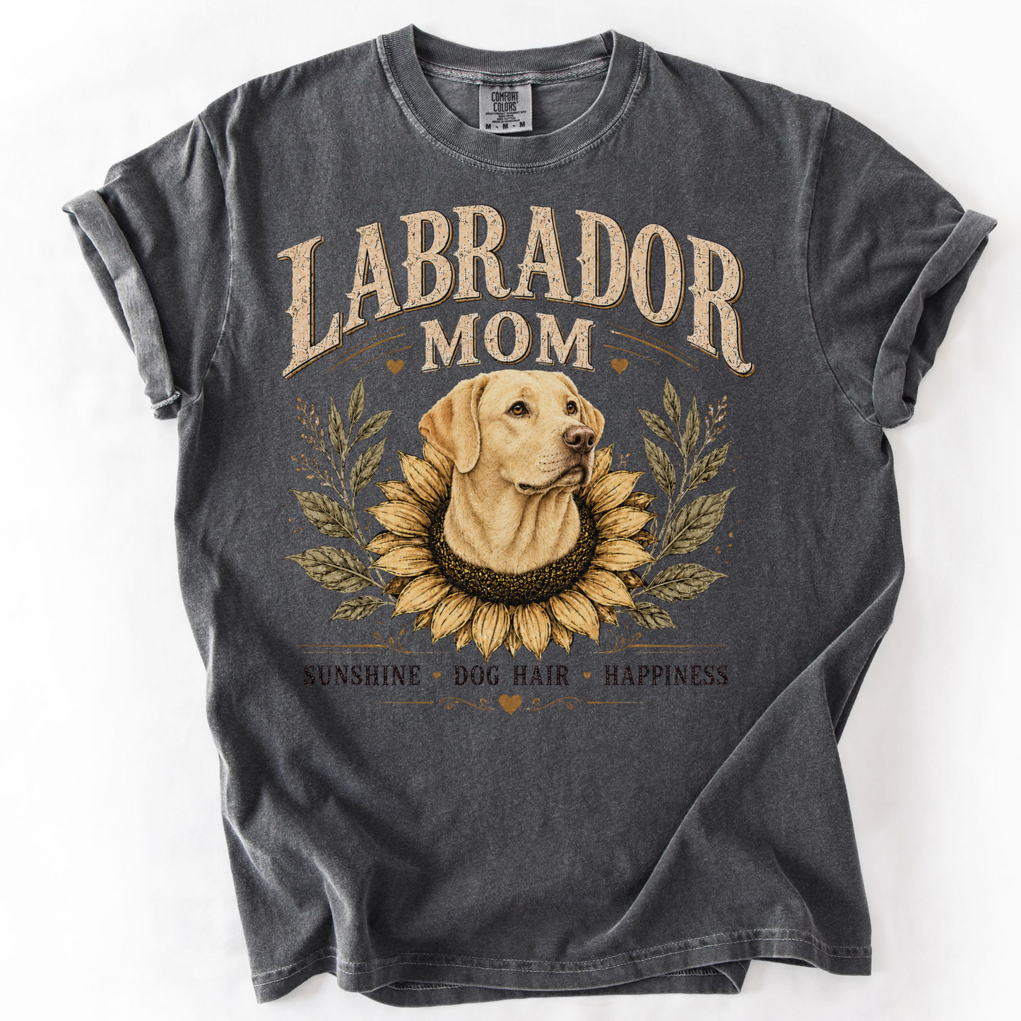 Yellow Lab Mom Shirt, Labrador Retriever Sunflower Tee, Vintage Dog Lover Gift