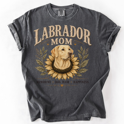 Yellow Lab Mom Shirt, Labrador Retriever Sunflower Tee, Vintage Dog Lover Gift