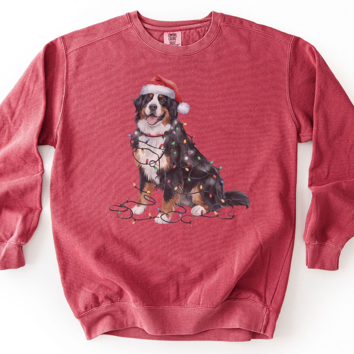 Christmas Bernese Mountain Dog Sweatshirt, Holiday Lights Dog Lover Apparel