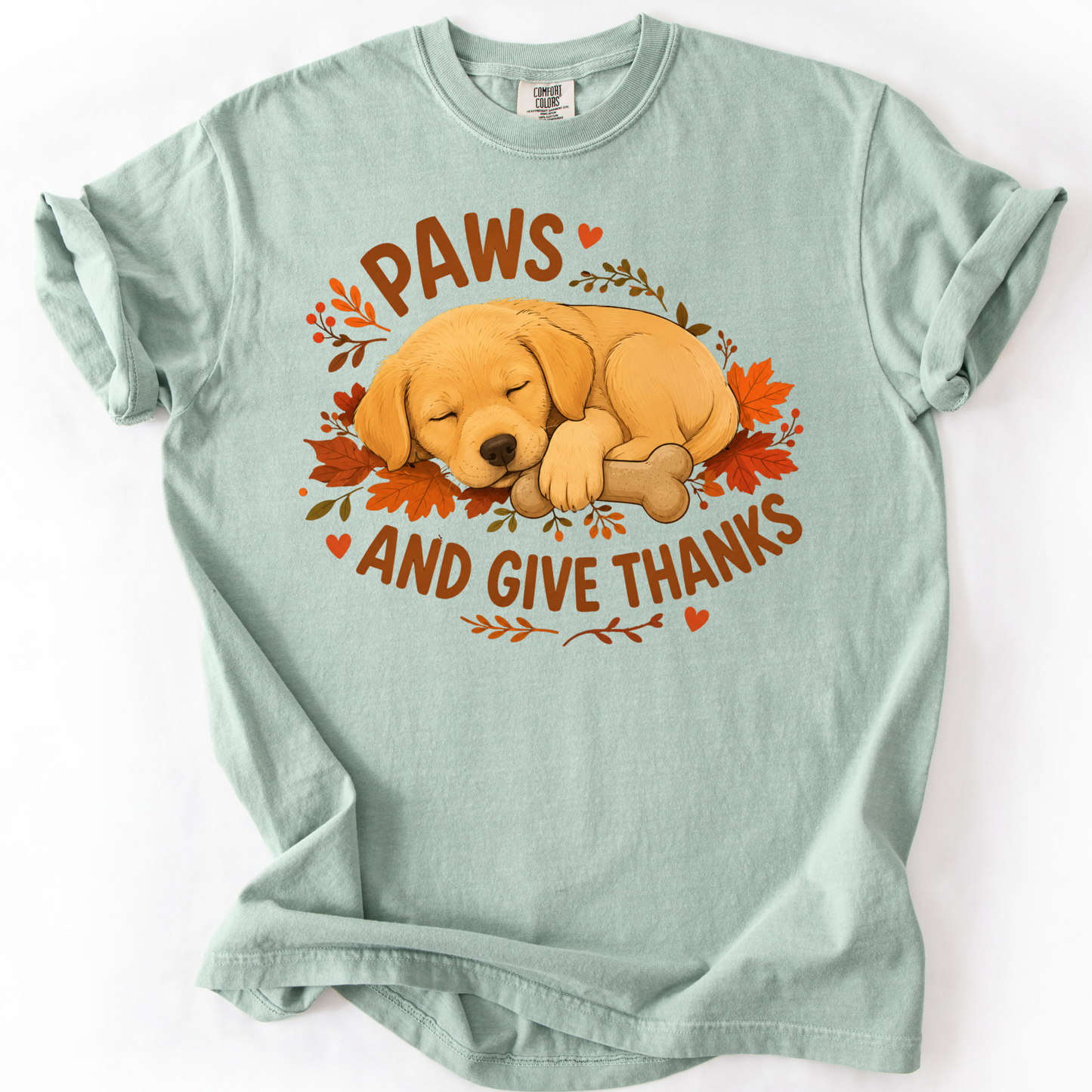 Yellow Lab Thanksgiving Shirt, Paws Give Thanks Tee, Fall Labrador Retriever Lover Gift