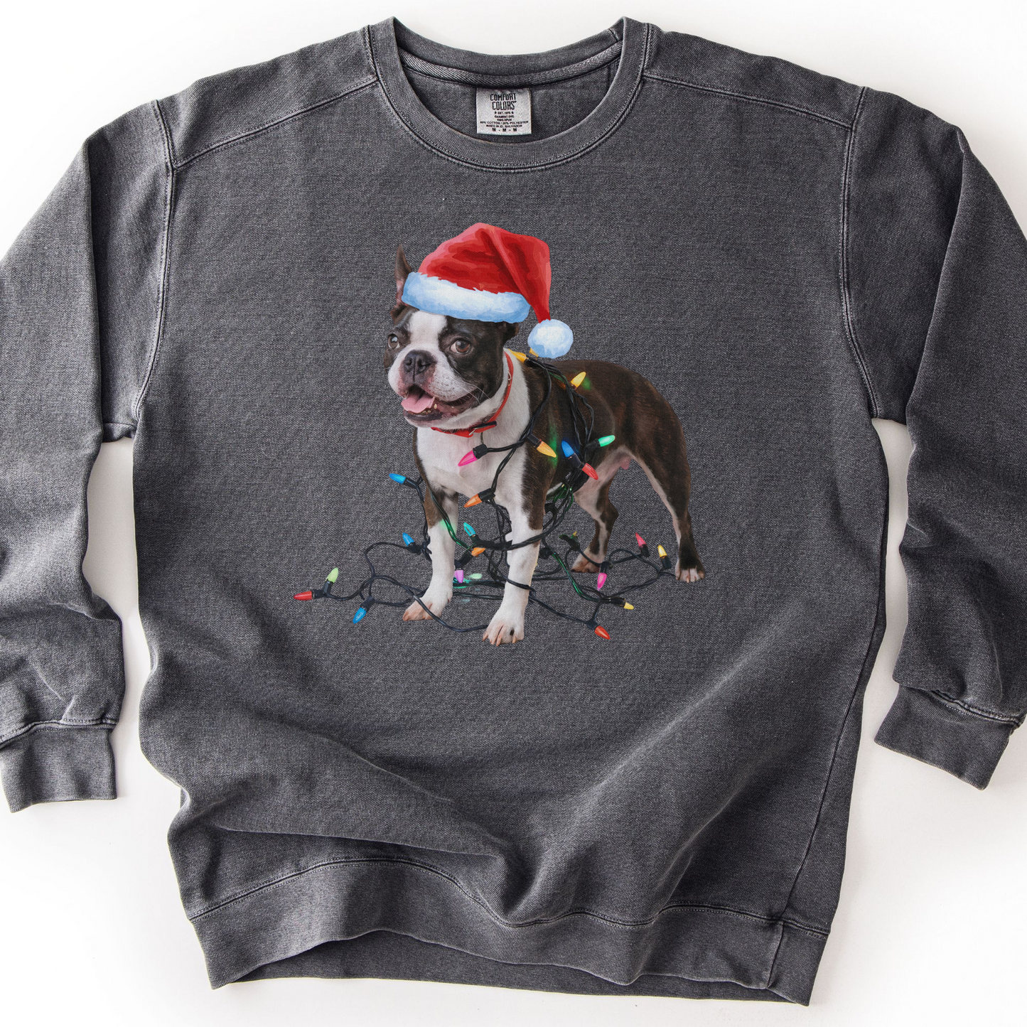 Boston Terrier Christmas Lights Sweatshirt