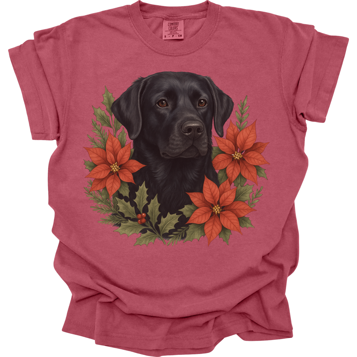 Black Lab Poinsettia Christmas Shirt