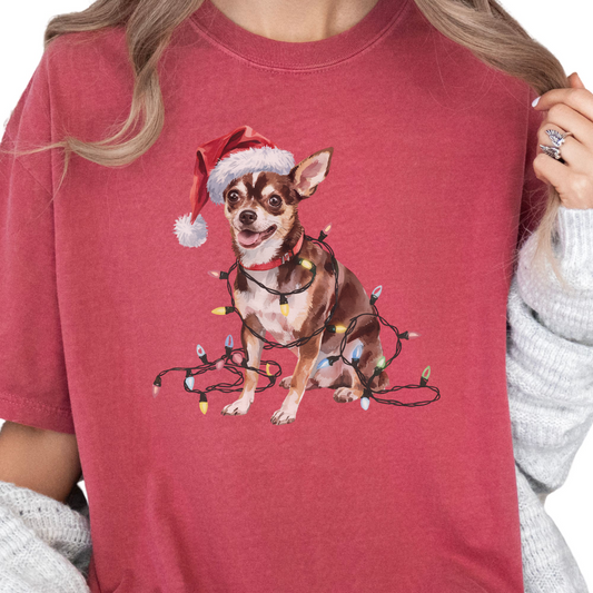 Christmas Chihuahua Shirt, Christmas Lights Dog Tee, Christmas Dog Tee, Chihuahua Mom Tshirt, Gift for Dog Lover, Chihuahua