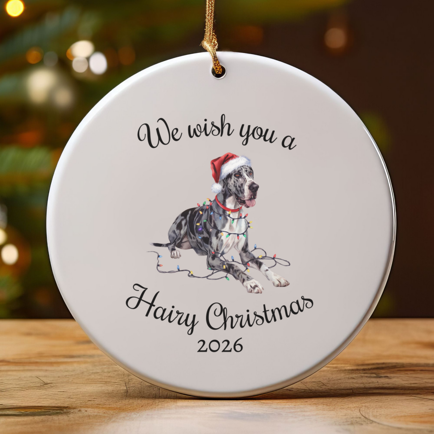 Christmas Great Dane Ornament, Christmas Lights Dog Keepsake