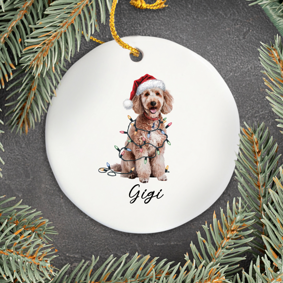 Personalized Poodle Ornament, Custom Ceramic Pet Keepsake