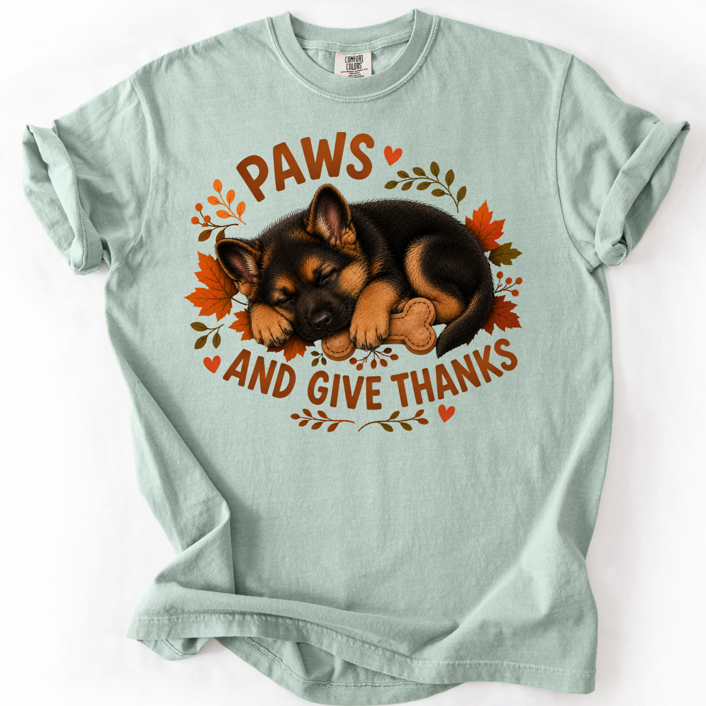 German Shepherd Thanksgiving Shirt, Paws Give Thanks Tee, Fall German Shepherd Lover Gift