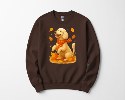 Poodle Autumn Shirt, Cozy Poodle Sweatshirt, Fall Dog Lover Apparel, Poodle Leaves Gift, Cute Dog Clothing, Autumn Vibes Sweatshirt