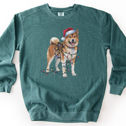 Christmas Akita Dog Sweatshirt, Holiday Lights Akita Mom Apparel