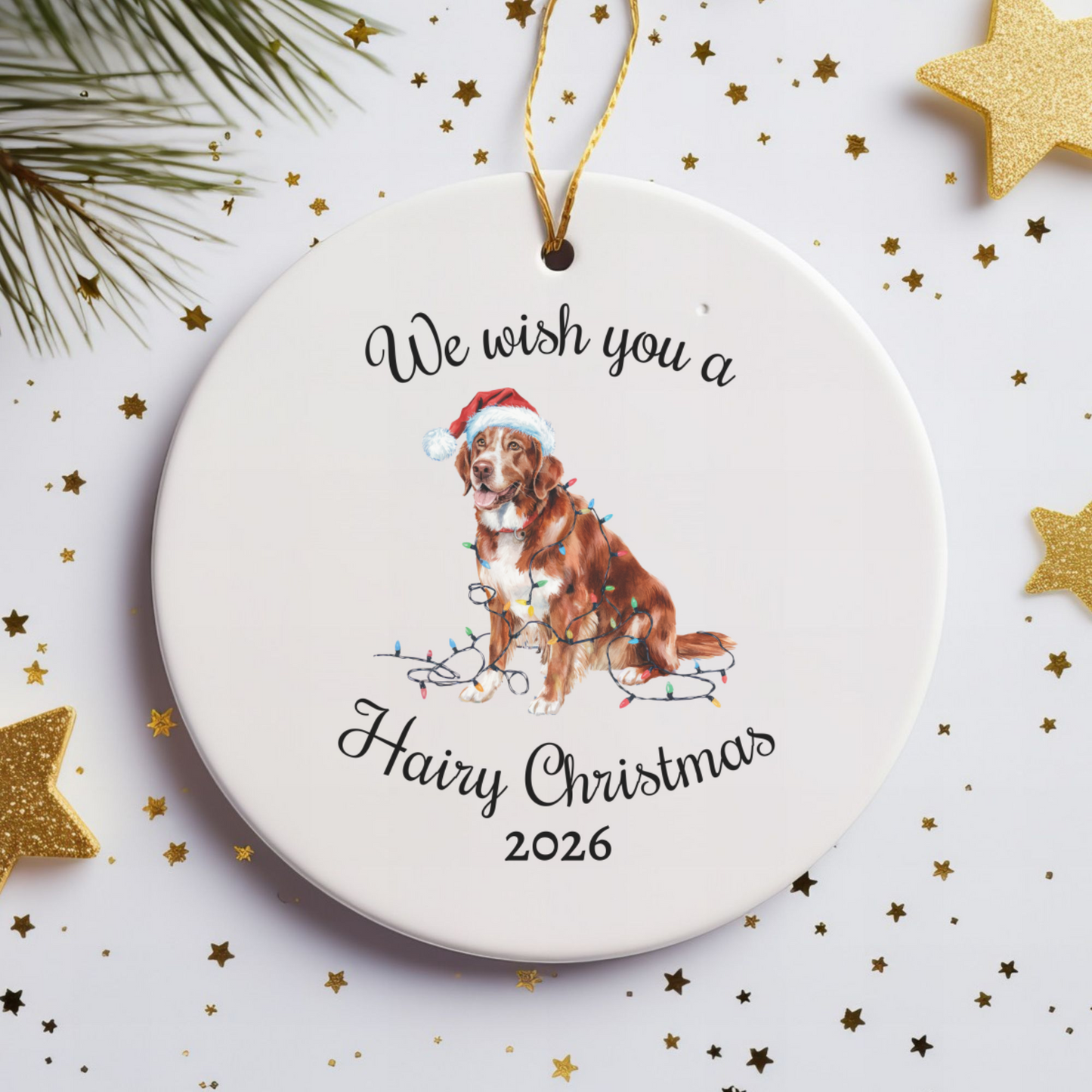 Christmas Nova Scotia Duck Tolling Retriever Ornament, Christmas Lights Dog Keepsake