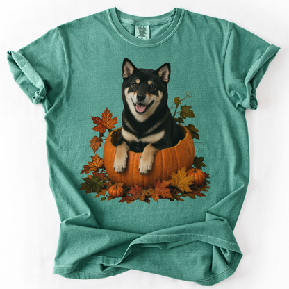 Black Shiba Inu Pumpkin Shirt, Cute Fall Dog Lover T-Shirt for Shiba Moms and Dads