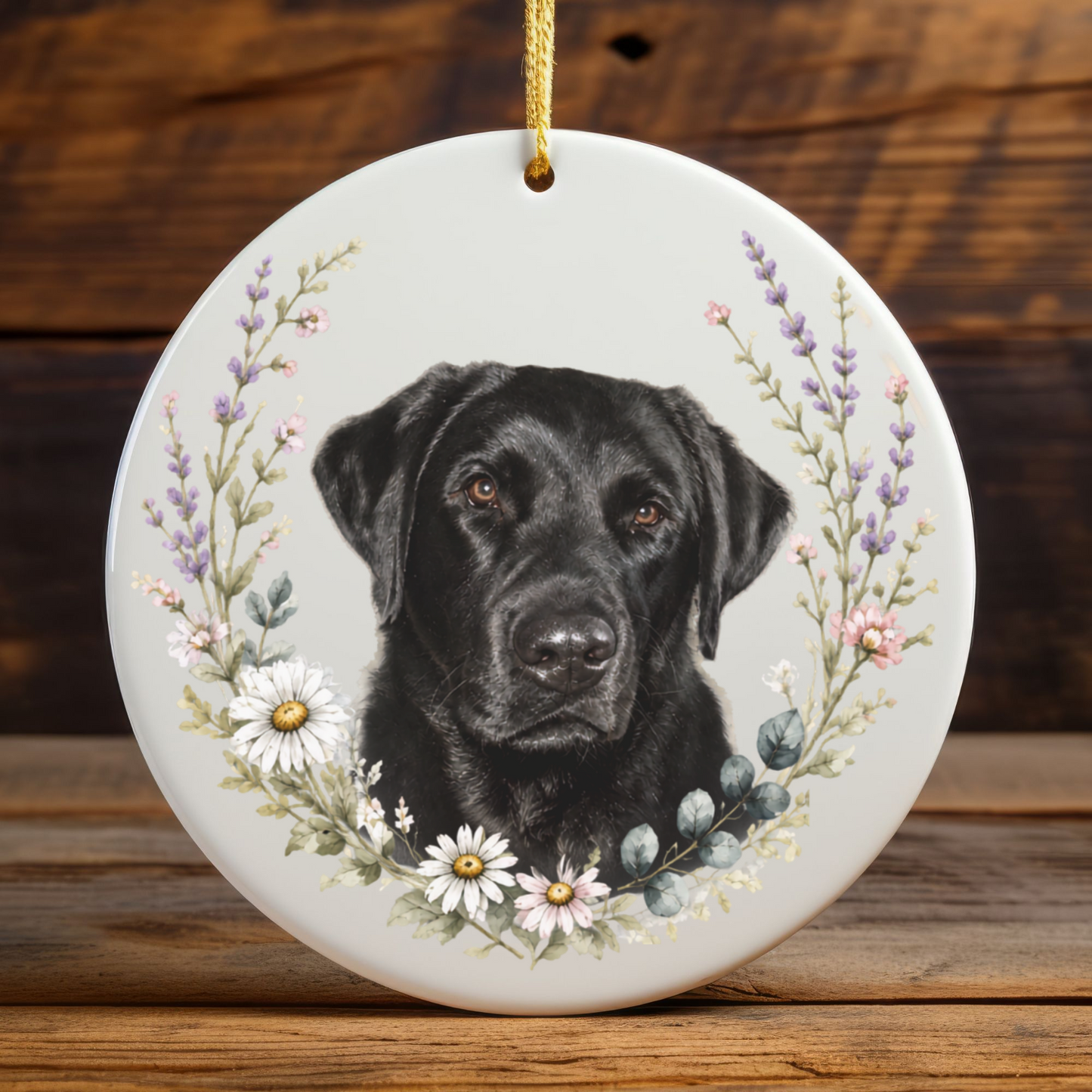 Personalized Pet Memorial Ornament, Custom Wildflower Dog Photo Sympathy Keepsake Gift