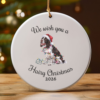 Christmas Brown Springer Spaniel Ornament, Christmas Lights Dog Keepsake