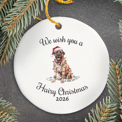 Christmas Mastiff Ornament, Christmas Lights Dog Keepsake