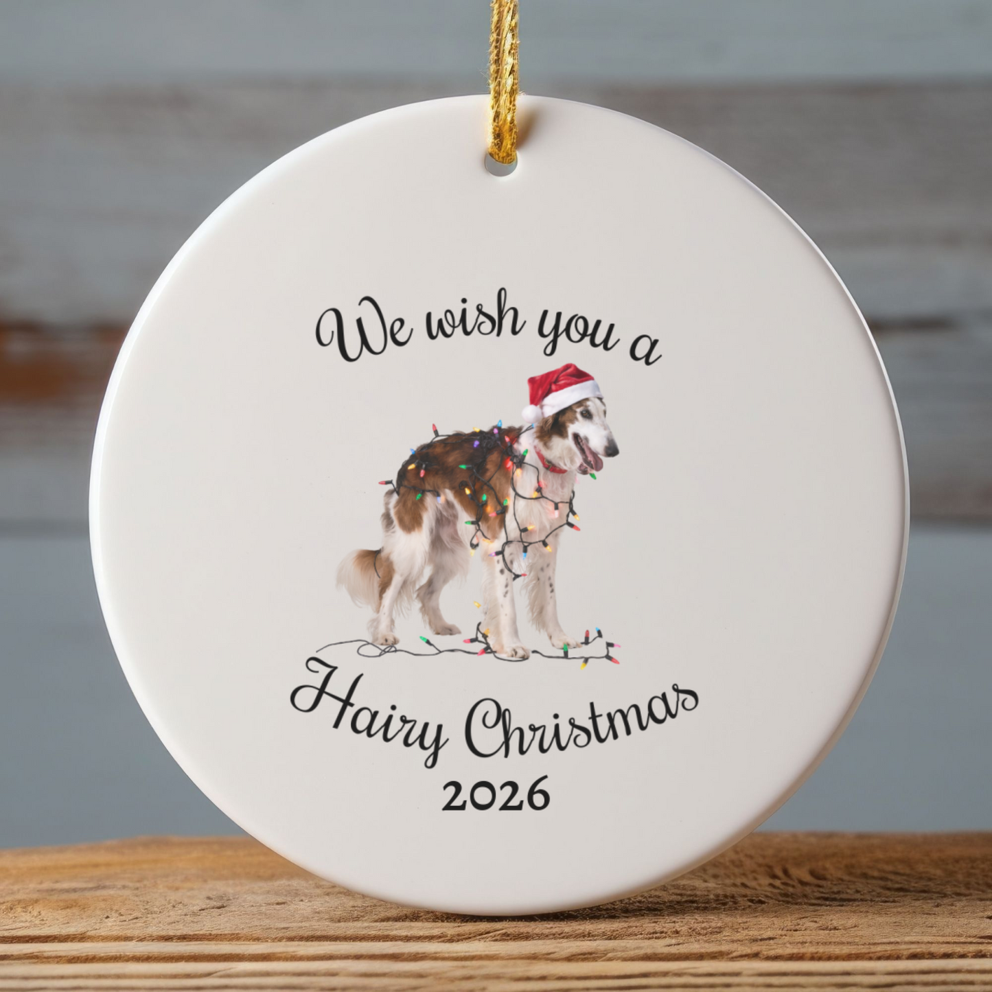 Christmas Borzoi Ornament, Christmas Lights Dog Keepsake, Christmas Dog, Borzoi Mom, Gift For Dog Lover, Borzoi