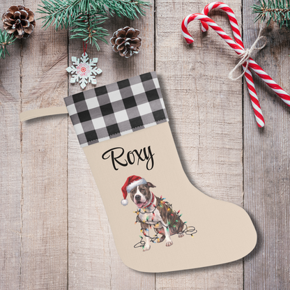 Personalized Pitbull Christmas Stocking, Holiday Decor Gift for Pet Lovers