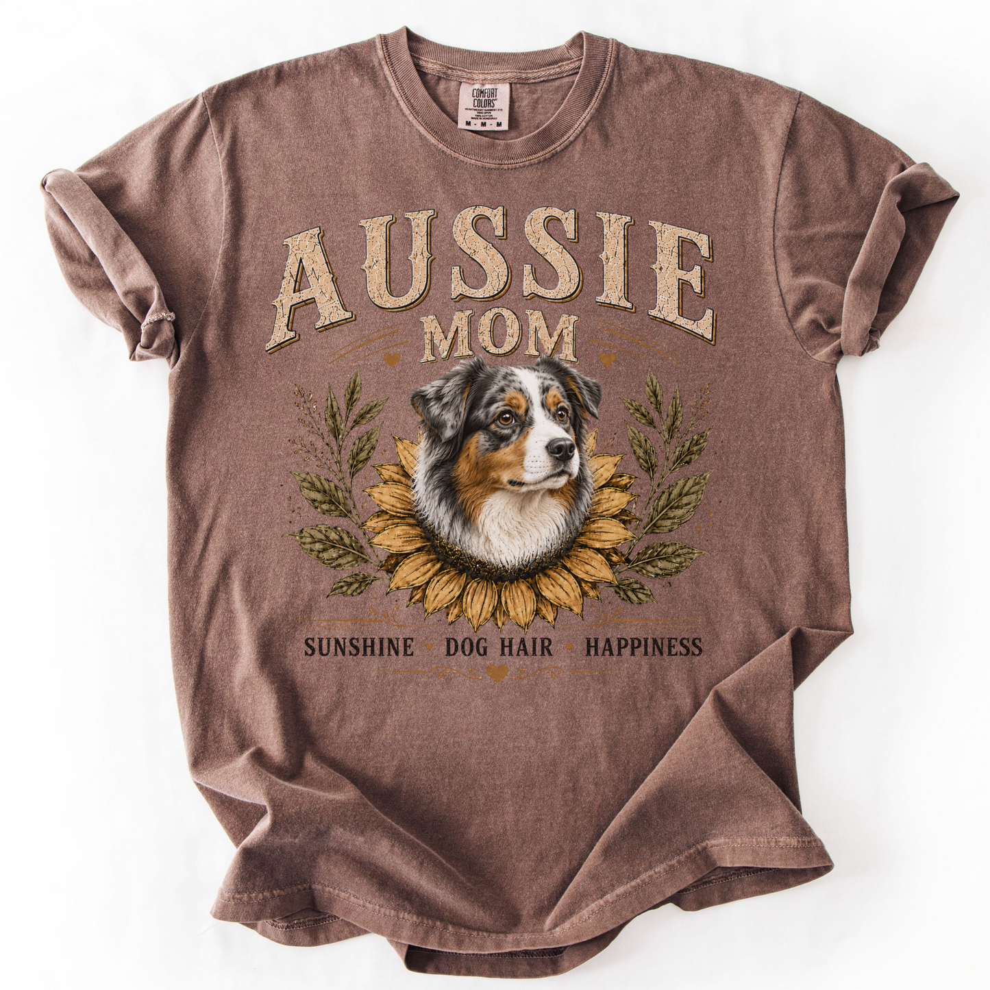 Australian Shepherd Mom Shirt, Aussie Mom Sunflower Tee, Vintage Dog Lover Gift