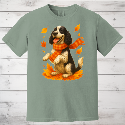 Springer Spaniel Fall Sweatshirt, Cozy Autumn Dog Shirt, Black Dog Lover Gift, Cute Dog Autumn Apparel, Seasonal Puppy Outfit