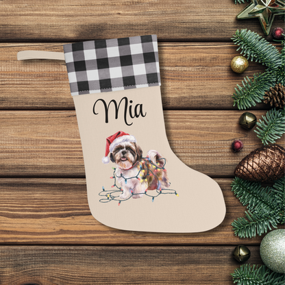 Personalized Shih Tzu Christmas Stocking, Holiday Decor Gift for Pet Lovers