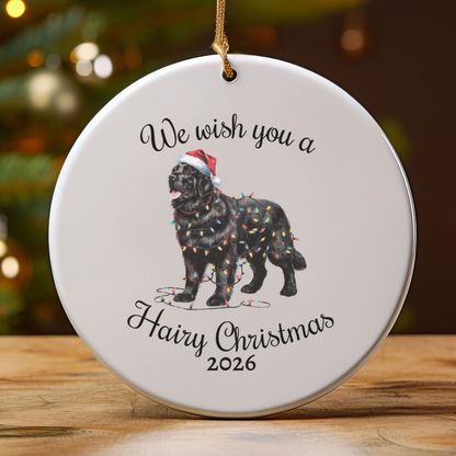 Christmas Black Newfoundland Ornament, Christmas Lights Dog Keepsake