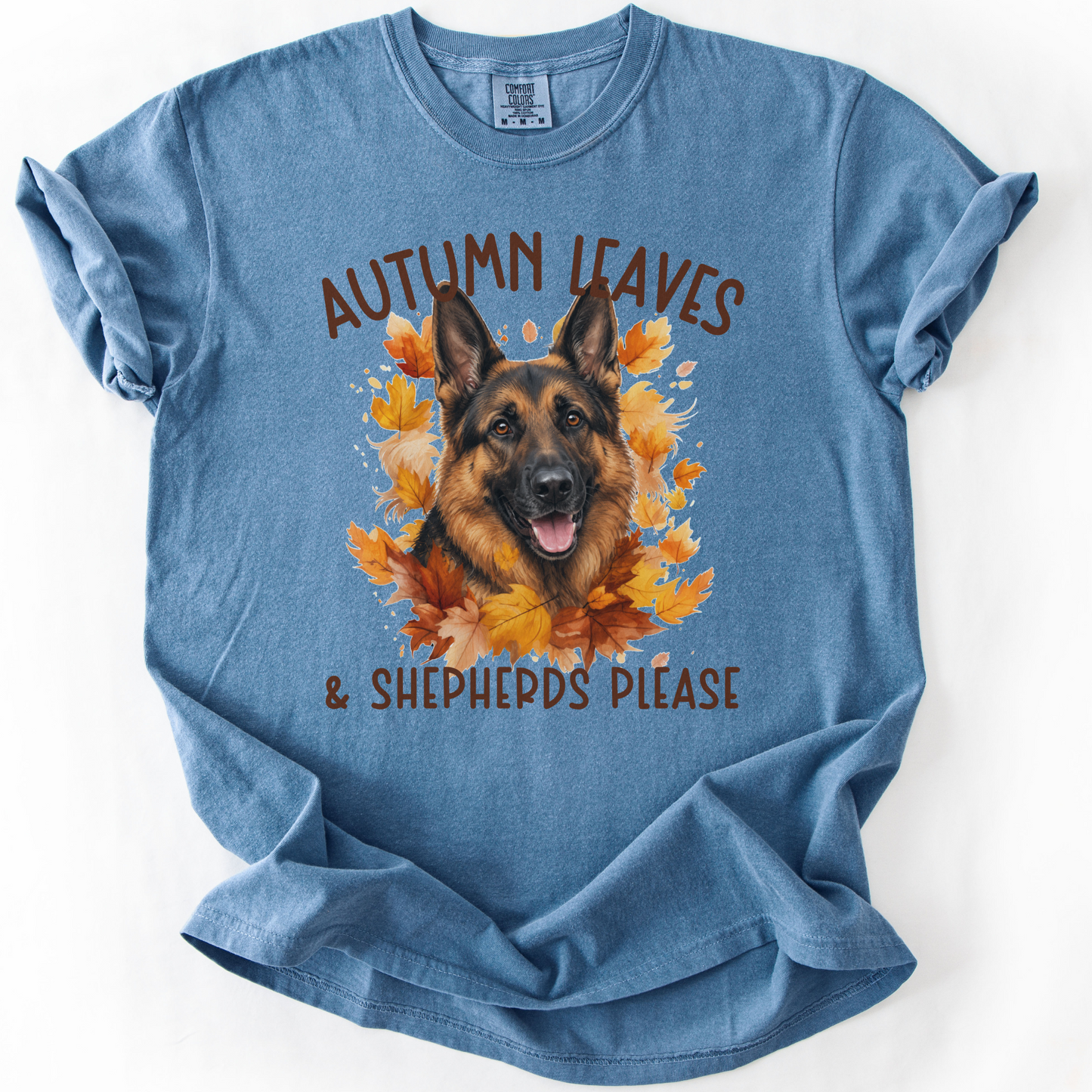 German Shepherd Mom Fall Shirt, Autumn Leaves & Shepherds Please