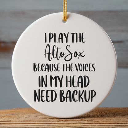 Alto Sax Ornament, Ceramic Musician Gift