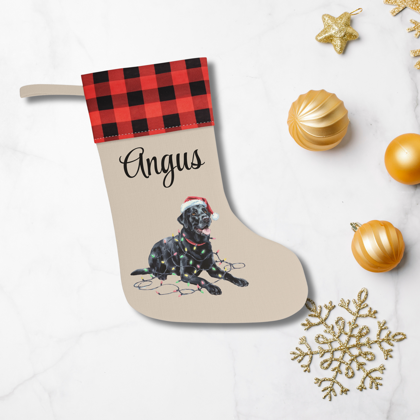 Personalized Black Labrador Christmas Stocking,  Holiday Decor Gift for Pet Lovers