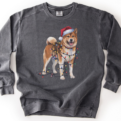 Christmas Akita Dog Sweatshirt, Holiday Lights Akita Mom Apparel