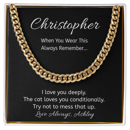 Funny Cat Lover Necklace with Personalized Message Card