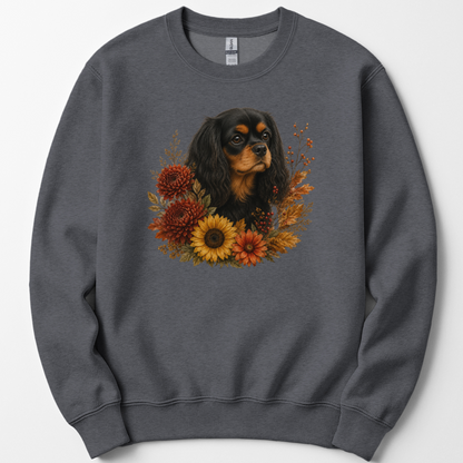 Black Tan Cavalier Autumn Floral Sweatshirt