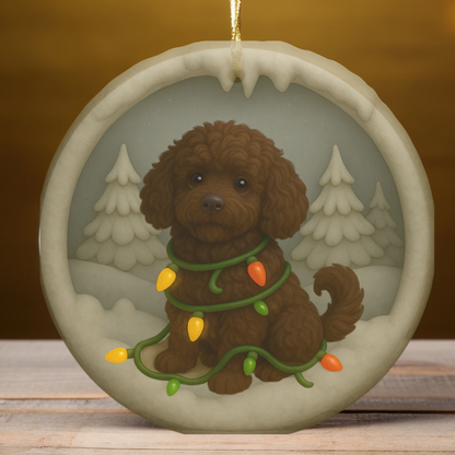 Personalized Portuguese Water Dog Christmas Ornament, 3D Clay-Style Dog Keepsake with Lights