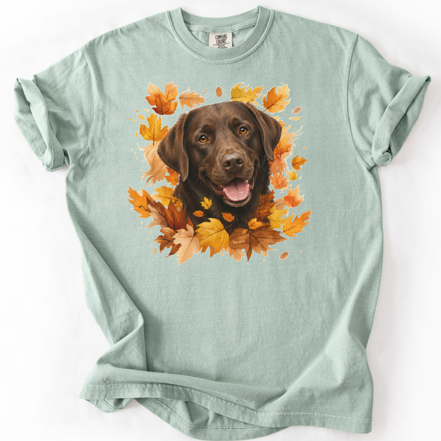 Chocolate Lab Fall Shirt, Autumn Dog Mom Comfort Colors Tee
