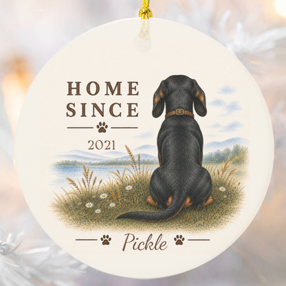 Personalized Black and Tan Dachshund Ornament, Double Sided Gotcha Day Gift, Custom Dog Keepsake