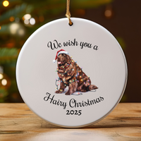Load image into Gallery viewer, Christmas Brown Newfoundland Ornament, Christmas Lights Dog Keepsake
