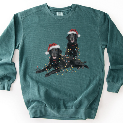 Black Labs Christmas Lights Sweatshirt
