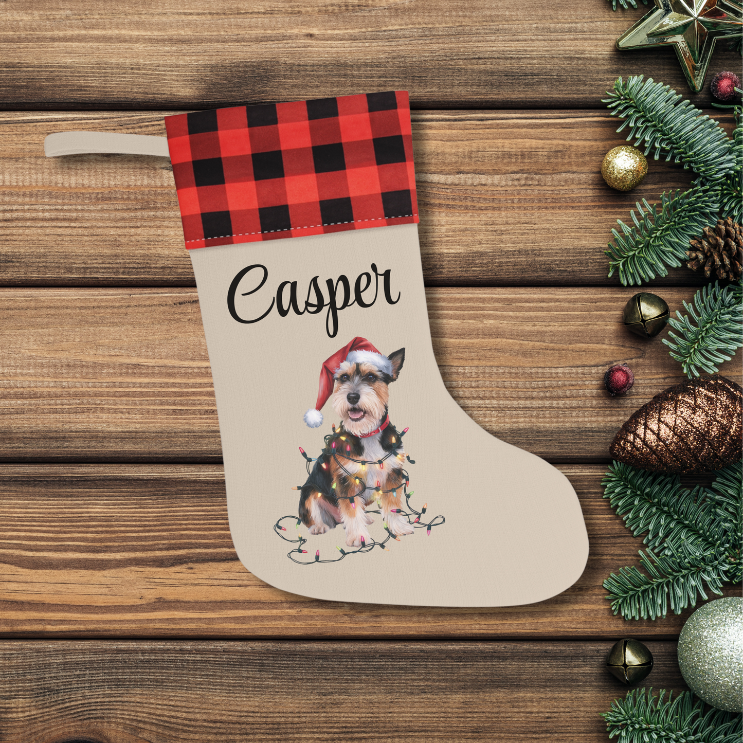 Personalized Norfolk Terrier Christmas Stocking, Holiday Decor Gift for Pet Lovers