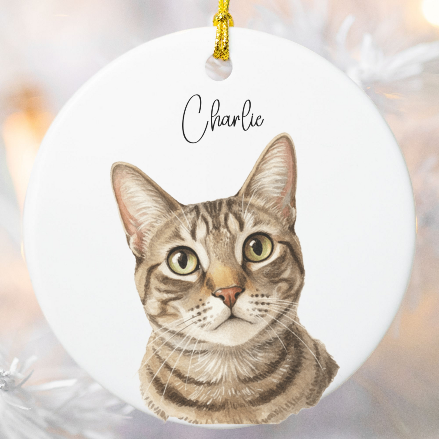 Custom Watercolor Pet Memorial Ornament with Name