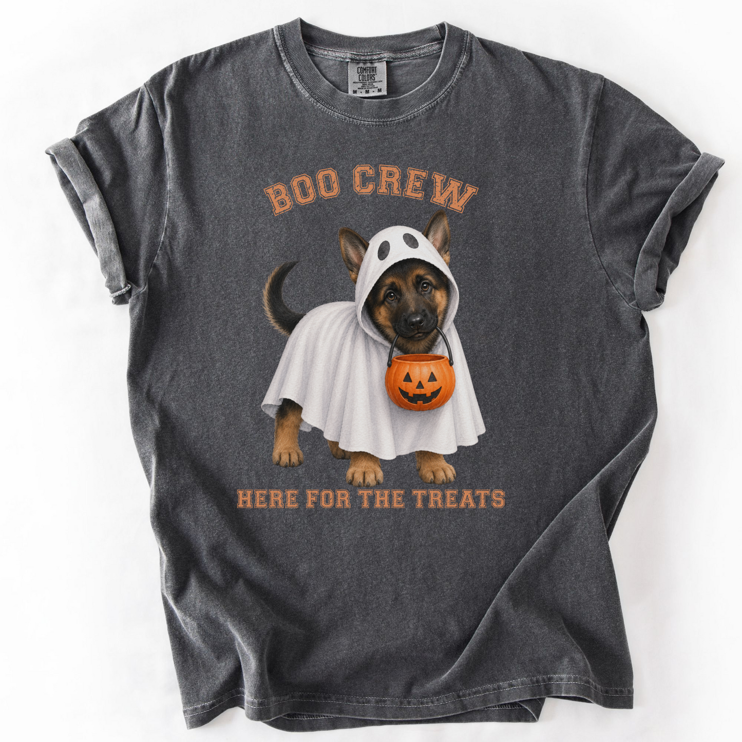 German Shepherd Boo Crew Halloween Shirt, Here for the Treats Dog Mom Tee