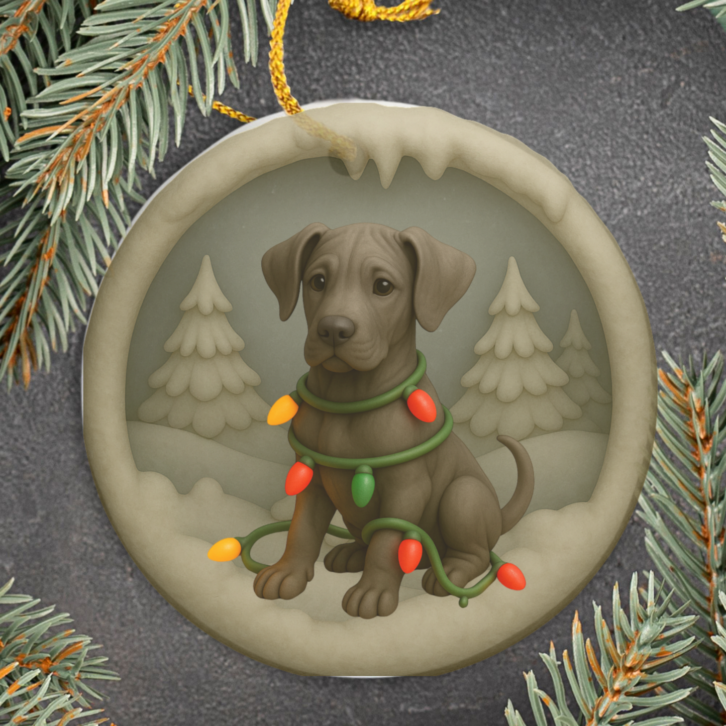 Personalized Great Dane Christmas Ornament • 3D Clay-Style Dog Keepsake with Lights