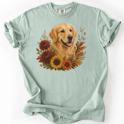 Golden Retriever Autumn Floral Shirt