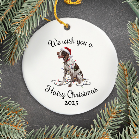 Christmas English Pointer Ornament, Christmas Lights Dog Keepsake