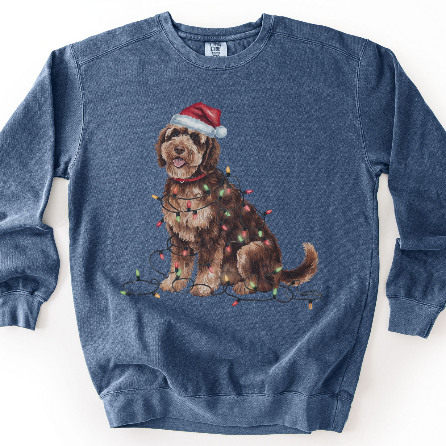 Portuguese Water Dog Christmas Sweatshirt, Holiday Lights Dog Sweater, PWD Mom Apparel