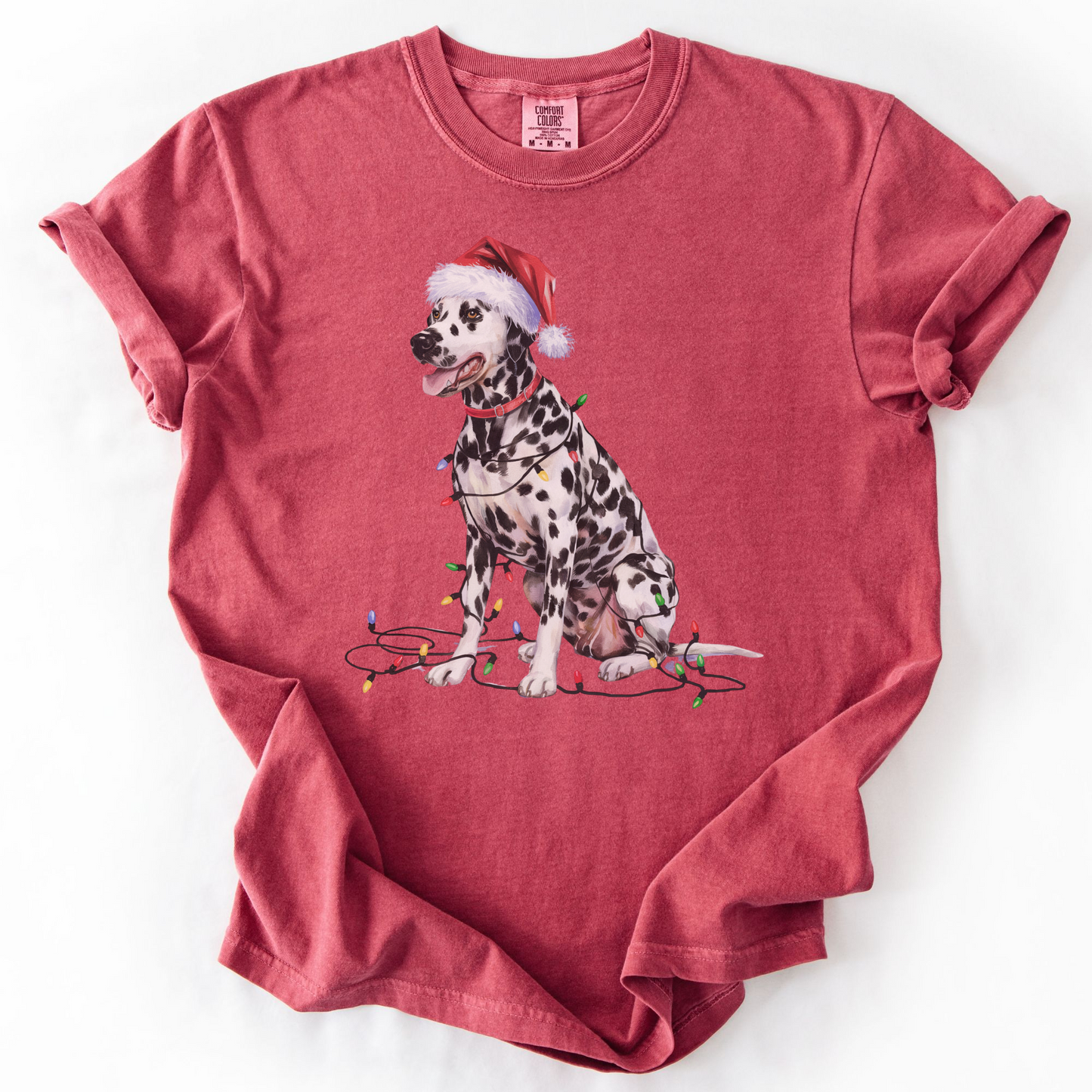 Dalmatian Christmas Lights Shirt, Festive Holiday Tee for Spotty Dog Lovers